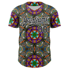 Maxcorners Custom Green Black-White 3D Pattern Design Burner Costumes Geometric Shape Premium Baseball Jersey LM0210
