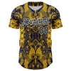 Maxcorners Custom Navy Black Yellow-White 3D Pattern Design Burner Costumes Paisley Premium Baseball Jersey LM0210
