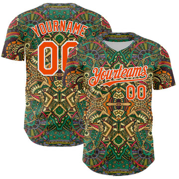 Maxcorners Custom Green Orange-White 3D Pattern Design Burner Costumes Exotic Authentic Baseball Jersey LM0609