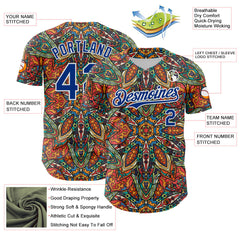 Maxcorners Custom Orange Royal-White 3D Pattern Design Burner Costumes Exotic Premium Baseball Jersey LM0210