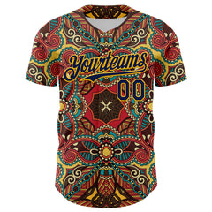 Maxcorners Custom Red Navy-Gold 3D Pattern Design Burner Costumes Exotic Premium Baseball Jersey LM0210