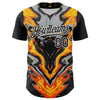 Maxcorners Custom Black Gray Orange Yellow-White 3D Pattern Design Rave Party Marble Lava Premium Baseball Jersey LM0210