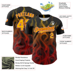 Maxcorners Custom Black Yellow Red-White 3D Pattern Design Rave Party Flame Premium Baseball Jersey LM0210