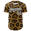 Maxcorners Custom Brown White-Black 3D Pattern Design Rave Party Animal Leopard Print Premium Baseball Jersey LM0210