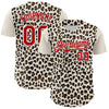 Maxcorners Custom Cream Red-White 3D Pattern Design Rave Party Animal Leopard Print Premium Baseball Jersey LM0210