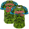 Maxcorners Custom Green Red Blue Black-White 3D Pattern Design Burner Costumes Tribal Premium Baseball Jersey LM0210