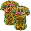 Maxcorners Custom Gold Red Black Green-White 3D Pattern Design Burner Costumes Tribal Premium Baseball Jersey LM0210