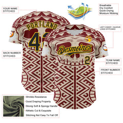 Maxcorners Custom Cream Black Red-Yellow 3D Pattern Design Burner Costumes Tribal Skull Premium Baseball Jersey LM0210