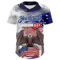 Maxcorners Custom Cream Red Royal-White 3D Retro American Flag Premium Baseball Jersey LM0210