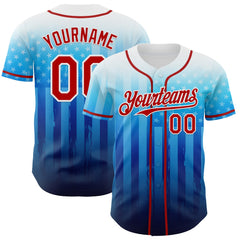 Maxcorners Custom White Royal-Red American Flag Premium 3D Baseball Jersey LM0210