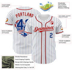 Maxcorners Custom White Black Pinstripe Royal-Red 3D American Flag National Symbols Premium Baseball Jersey LM0210