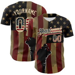 Maxcorners Custom White Royal-Red 3D American Flag Independence Day National Symbols Premium Baseball Jersey LM0210