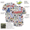 Maxcorners Custom White Royal-Red 3D American Flag Independence Day National Symbols Authentic Baseball Jersey LM2605