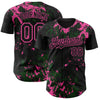 Maxcorners Custom Black Green-Pink Splash Authentic Baseball Jersey LM2605