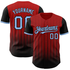 Maxcorners Custom Red Light Blue-Black 3D Pattern Design Gradient Geometric Shape Premium Baseball Jersey LM0210