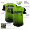 Maxcorners Custom Neon Green Purple-Black 3D Pattern Design Gradient Geometric Shape Authentic Baseball Jersey LM2605