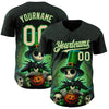 Maxcorners Custom Black City Cream-Grass Green 3D Halloween Spooky Pumpkin Authentic Baseball Jersey LM2605