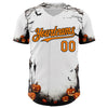 Maxcorners Custom White Bay Orange-Black 3D Halloween Spooky Pumpkin Authentic Baseball Jersey LM2605