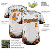 Maxcorners Custom White Bay Orange-Black 3D Halloween Spooky Pumpkin Authentic Baseball Jersey LM2605
