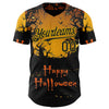 Maxcorners Custom Yellow Black 3D Halloween Spooky Pumpkin Authentic Baseball Jersey LM2605