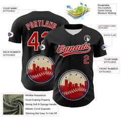 Maxcorners Custom Black Red Blue Cream-White 3D Urban City Edition Sports Premium Baseball Jersey LM0210