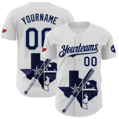 Maxcorners Custom White Navy-Silver 3D Urban City Edition Sports Premium Baseball Jersey LM0210