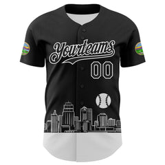 Maxcorners Custom Black White 3D Urban City Edition Sports Premium Baseball Jersey LM0210