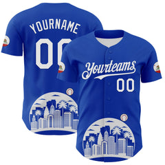Maxcorners Custom Thunder Blue White-Black 3D Urban City Edition Sports Premium Baseball Jersey LM0210