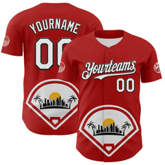 Maxcorners Custom Red White Gray Yellow-Black 3D Urban City Edition Sports Premium Baseball Jersey LM0210