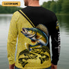 Maxcorners Personalized Walleye Fishing UPF Shirt, Fishing Long Sleeve Shirt, Fishing Shirt For Men