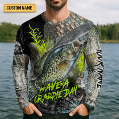 Maxcorners Have A Crappie Day Long Sleeve Sun Shirt, Tournament Fishing Shirts, Camo Long Sleeve Shirt, Fishing Shirts For Men