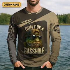 Maxcorners Don't Be A Basshole Men's Fishing Shirt, Mahi Fishing Shirt, UPF Fishing Shirt