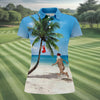 Maxcorners Funny Santa Running On Tropical Beach Christmas Golf Shirt, Women's Golf Tops, Golf Shirts For Women LM1507