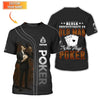 Maxcorners Poker T Shirt  Never Underestimate An Old Man Who Plays Poker Skeleton Card Player Black TeeLM1009