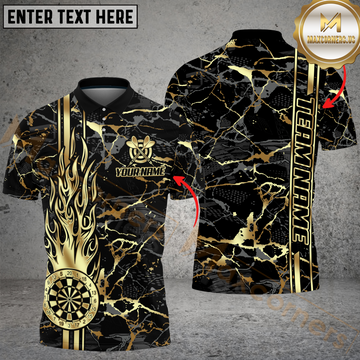Maxcorners Darts Flame Golden Multicolor Options Personalized Name, Team Name 3D Shirt