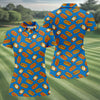Maxcorners Blue Hot Dog And Fried Egg Pattern Golf Shirt, Hawaiian Golf Shirt, Golf Tops For Women, Printed Golf Shirt LM1507