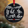 Maxcorners Personalized Black Rose Heart Shape Skeleton Couple Christmas - Ornament