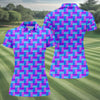 Maxcorners Purple Blue Gradient Checkered Pattern Golf Shirt, Ladies Golf Shirts, Women’s Golf Apparel, Printed Golf Shirt LM1507