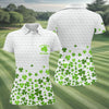 Maxcorners Shenanigans Coordinator Golf Ball Pattern St Patrick Day White Golf Shirt, Women's Golf Tops, Ladies Golf Polos