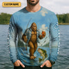 Maxcorners Catchin' Bass With The Big Guy, Fishing Shirts, SPF Long Sleeve Shirts, Fishing Shirts For Men