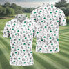 Maxcorners Stick Figure Golf Pose St Patrick's Day Shamrock White Golf Shirt, Polo Shirts For Men, Golf Shirts For Men