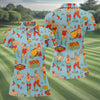 Maxcorners Blue Lucha Libre Mexican Wrestler Pattern Golf Shirt, Golf Tops For Women, Women’s Golf Apparel LM1507