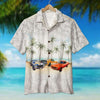 Maxcorners Personalized Muscle Car Hawaiian Shirt, Flower And Palm Tree, Custom Photo Car Aloha Shirts (Up to 5 photos)