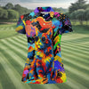 Maxcorners Colorful Cat Wearing Sunglasses Art Golf Shirt, Women's Golf Shirt, Hawaiian Golf Shirt LM1507