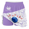 Maxcorners Customized Bowling Trouser Skirts With Shorts Underneath, Bowling Scroll Pattern Vector With Pockets
