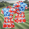 Maxcorners Red White Blue Hawaiian Golf Shirt, 250 Years Women's Golf Tops, Ladies Golf Shirts LM1507