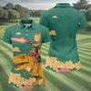 Maxcorners Laser Cat Dinosaur Golf Shirt, Retro Sci Fi T Rex Adventure Pattern, Golf Shirt For Women LM1507