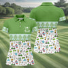 Maxcorners Custom Name Green Argyle Golf Icons Pattern Golf Shirt, Women’s Golf Polo, Golf Tops For Women, Printed Golf Shirt LM1507