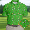 Maxcorners Three Leaf Clover Golf And Beer St Patrick's Day Green Golf Shirt, Fun Golf Shirts For Men, Polo Shirts For Men