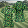 Maxcorners Shamrock St Patrick's Day Dark Green Golf Shirt, Women's Golf Tops, Ladies Golf Polos, Women's Polo Shirt